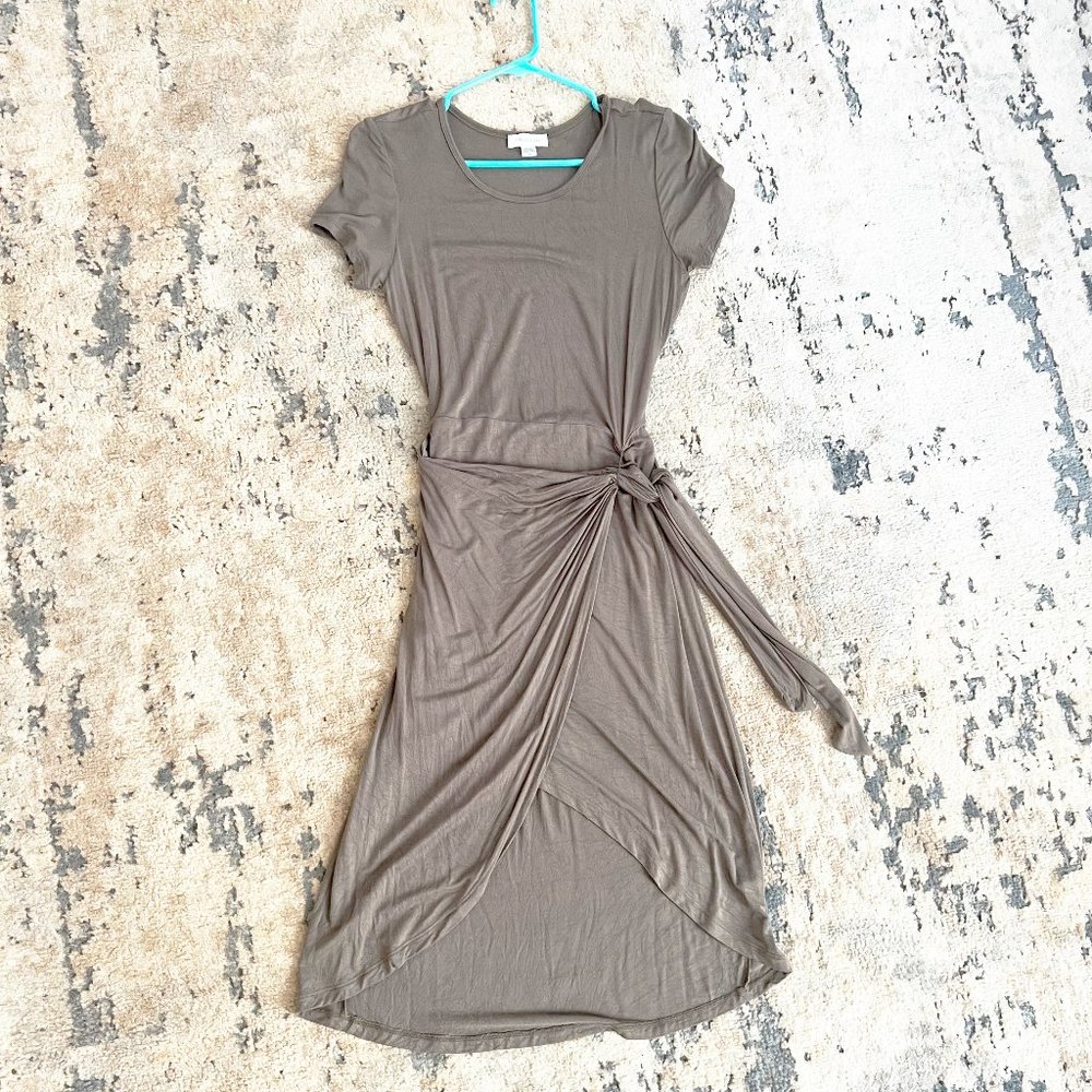 Calvin Klein Crew Neck Short Sleeve Casual Tie Waist - Olive Green